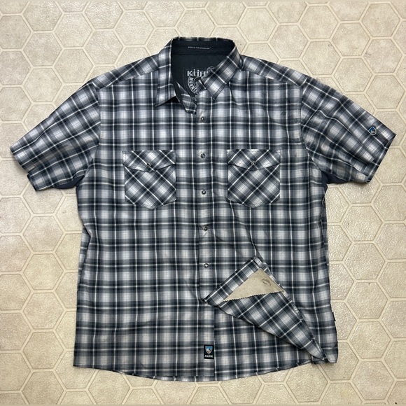 Men’s XL Kuhl Lightweight Packable Technical Hybid Plaid Short Sleeve Shirt - Picture 1 of 15
